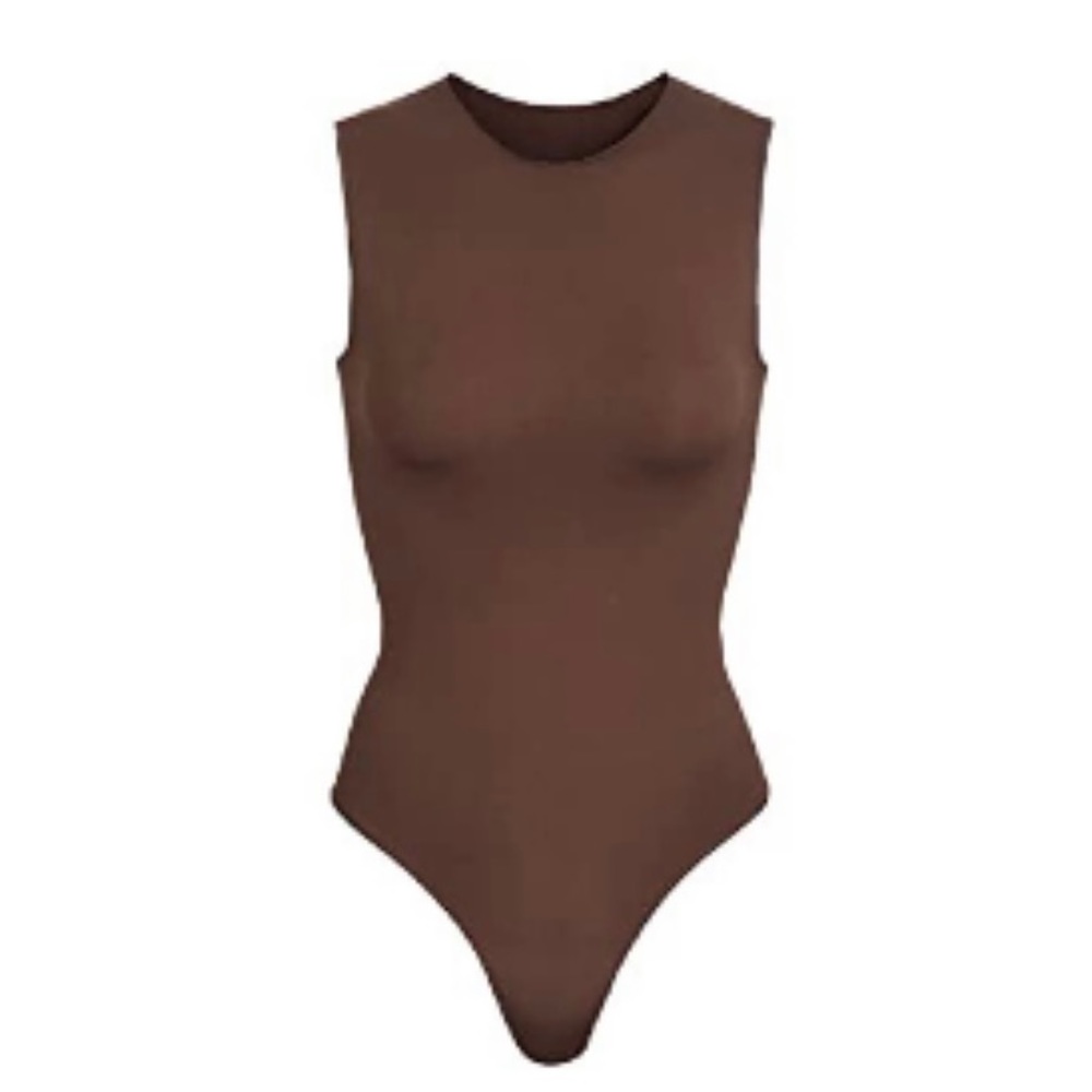 Skims Cocoa Brown NWOT Crewneck Sleeveless Leotard Size S/M